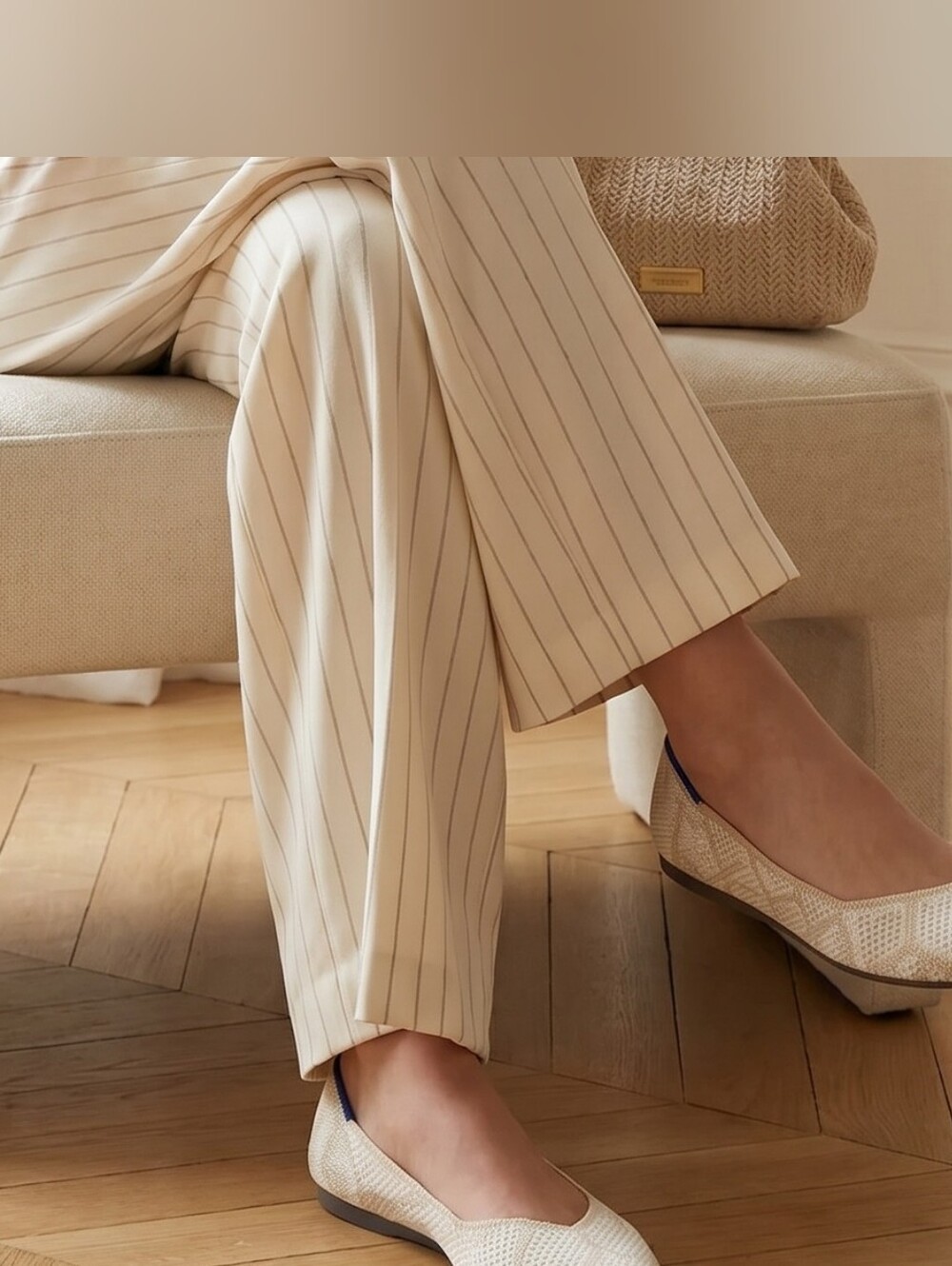 Rothy's Cream Woven Ballet Flats